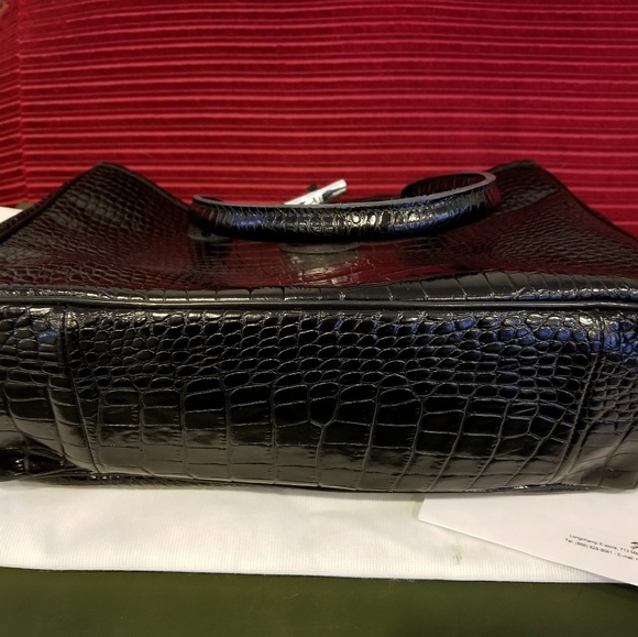 Longchamp Roseau Black Croc Embossed Tote Bag - Picture 3 of 6